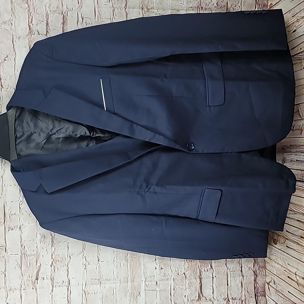 Mage male navy suit jacket and matching vest new nwt large